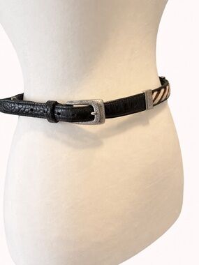Brighton Leather Belt M 30 Black Croc Animal Print Zebra Leopard Western Buckle